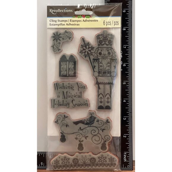 Recollections Cling Stamps Set Of 6 Holiday Designs Rubber STAMPS - Picture 1 of 3